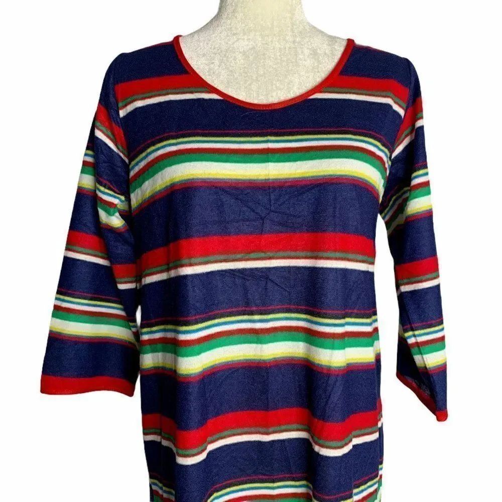 Vintage Full Length Fleece Nightgown Blue Rainbow